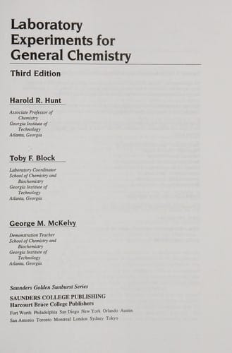 Laboratory experiments for general chemistry