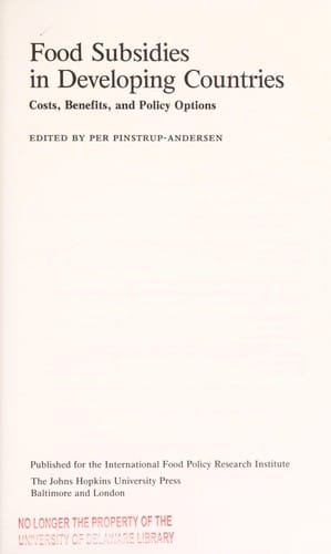 Food subsidies in developing countries