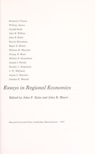 Essays in regional economics