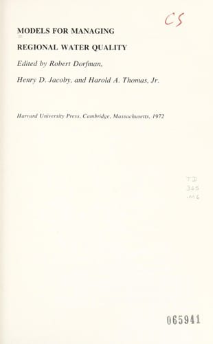 Models for managing regional water quality