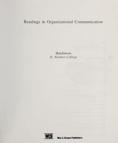 Readings in organizational communication