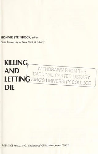 Killing and letting die