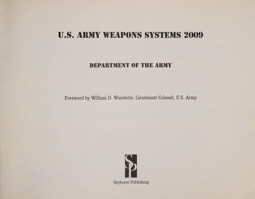 U.S. army weapons systems 2009