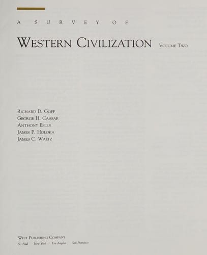 A Survey of Western civilization