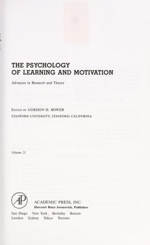 The Psychology of Learning and Motivation, 21