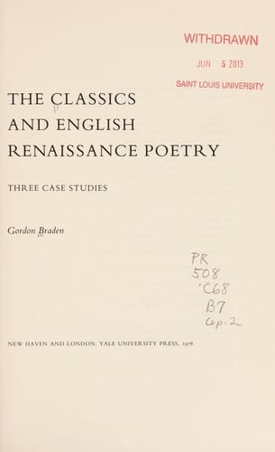 The classics and English Renaissance poetry