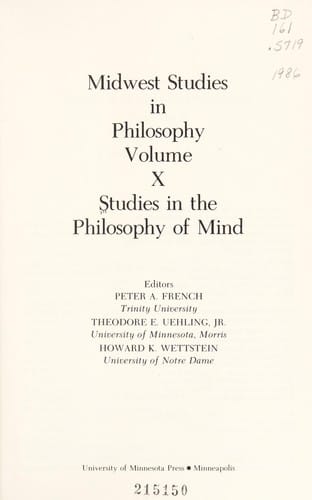 Studies in the philosophy of mind