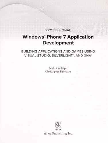 Professional Windows phone 7 application development