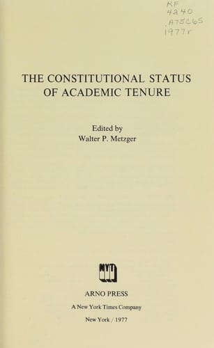 The Constitutional status of academic tenure
