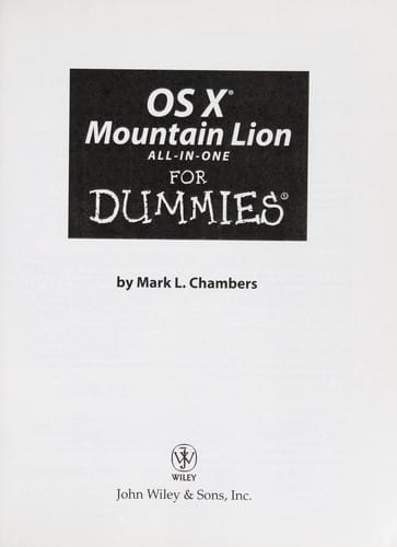 OS X Mountain Lion all-in-one for dummies