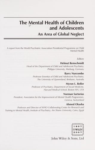 The mental health of children and adolescents