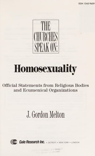 The Churches speak on--homosexuality