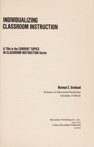 Individualizing classroom instruction