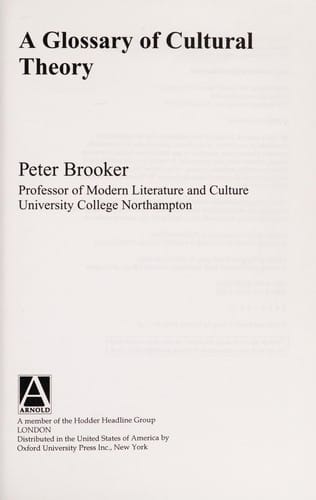 A glossary of cultural theory