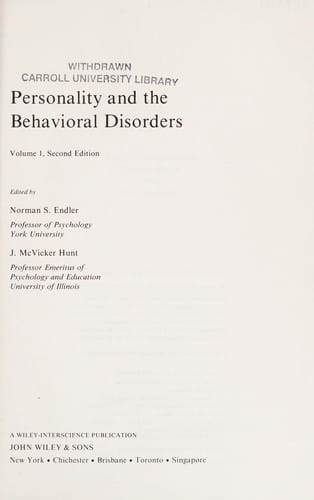 Personality and the behavioral disorders