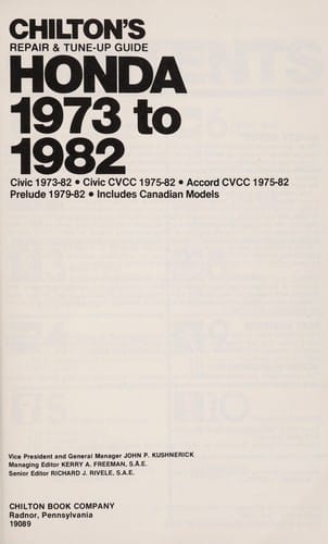Chilton's repair & tune-up guide, Honda, 1973 to 1982