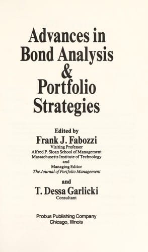 Advances in Bond Analysis & Portfolio Strategies
