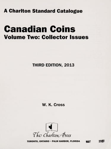 Charlton standard catalogue, Canadian coins, 2013