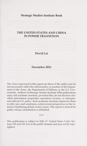 The United States and China in power transition