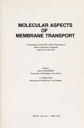 Molecular aspects of membrane transport
