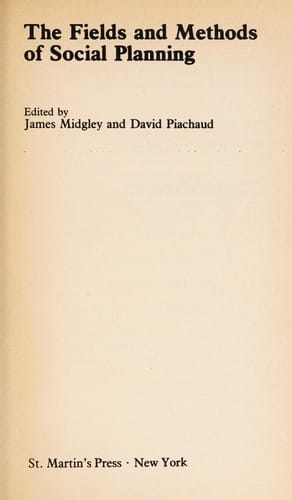 The Fields and methods of social planning