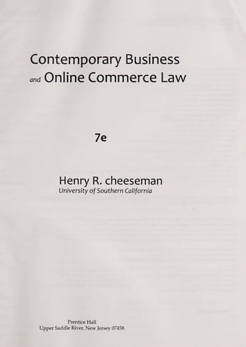Contemporary business and online commerce law