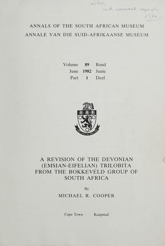 A Revision of the devonian (emsian-eifelian) Trilobita from the Bokkeveld group of South Africa