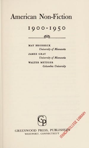 American non-fiction, 1900-1950