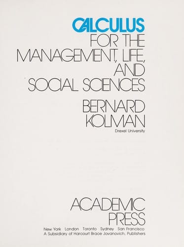 Calculus for the management, life, and social sciences
