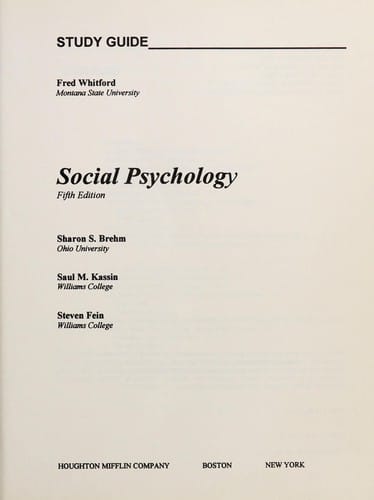 Social Psychology - Study Guide ONLY