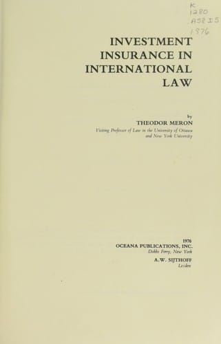 Investment insurance in international law