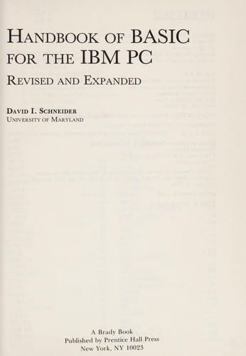 Handbook of BASIC for the IBM-PC