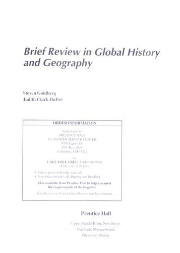 Brief review in global history and geography