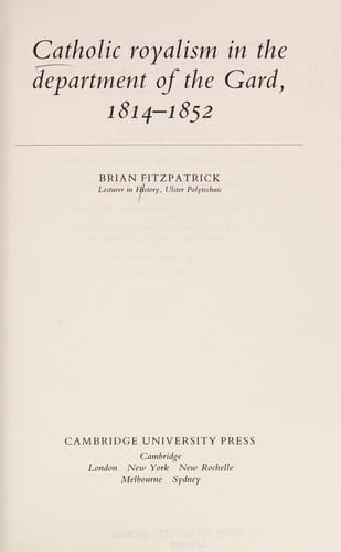 Catholic royalism in the department of the Gard, 1814-1852