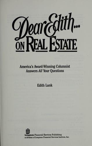 Dear Edith-- on real estate