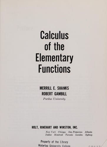 Calculus of the elementary functions