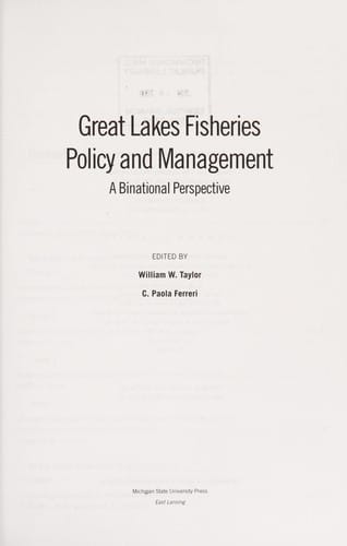 Great Lakes fisheries policy and management