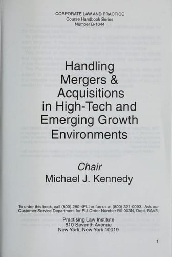 Handling mergers & acquisitions in high-tech and emerging growth environments