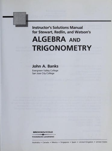 Instructor's solutions manual for Stewart, Redlin, and Watson's algebra and trigonometry