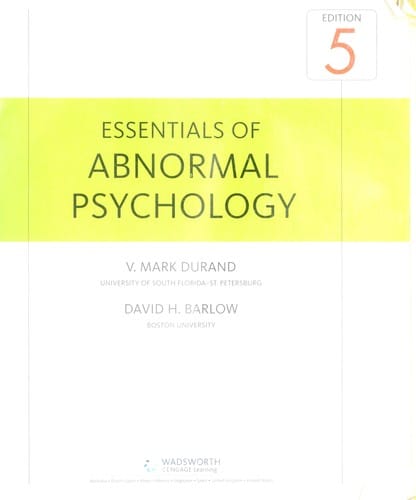 Essentials of abnormal psychology