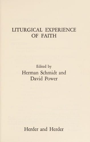 Liturgical experience of faith