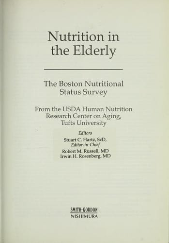 Nutrition in the elderly : the Boston Nutritional Status Survey
