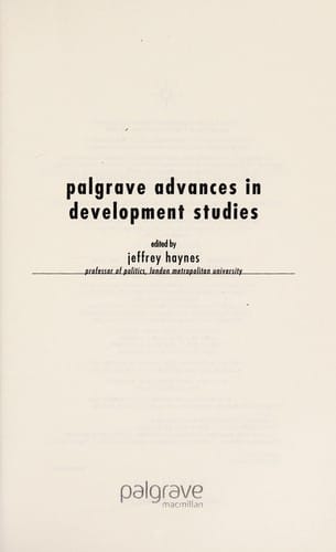 Palgrave advances in development studies