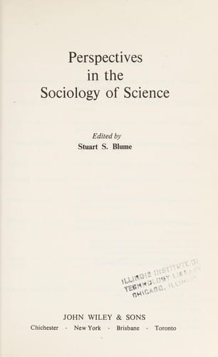 Perspectives in the sociology of science