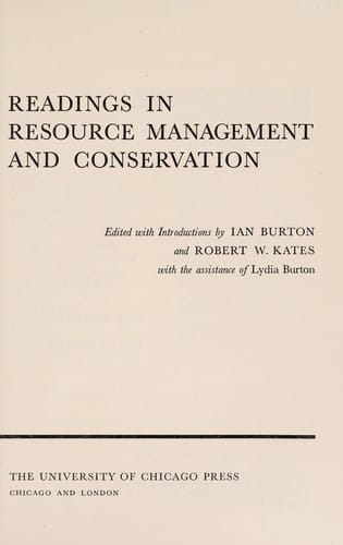 Readings in resource management and conservation