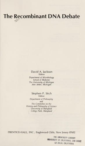 The Recombinant DNA debate