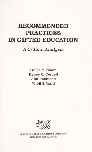 Recommended practices in gifted education