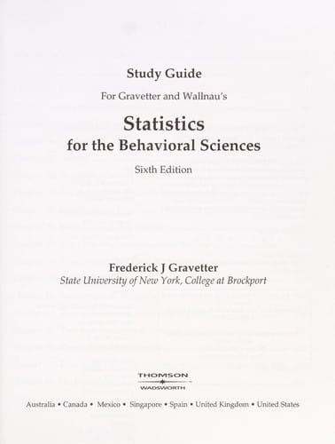 Study guide for Gravetter and Wallnau's statistics for the behavioral sciences