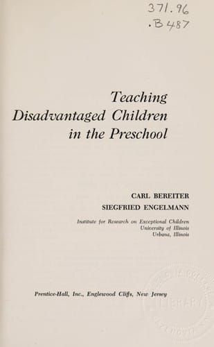 Teaching disadvantaged children in the preschool