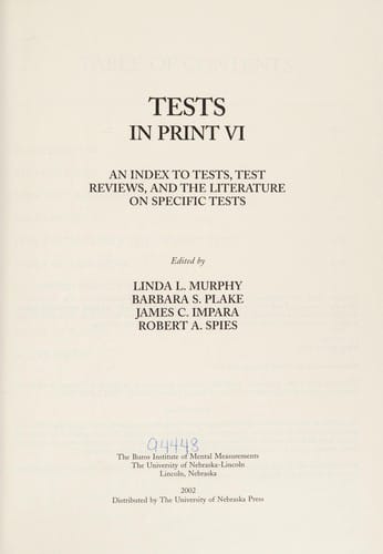 Tests in print VI